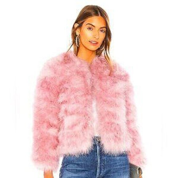 💥SHOWSTOPPER💥Genuine Ostrich Feather Jacket in Light Pink - Picture 3 of 16